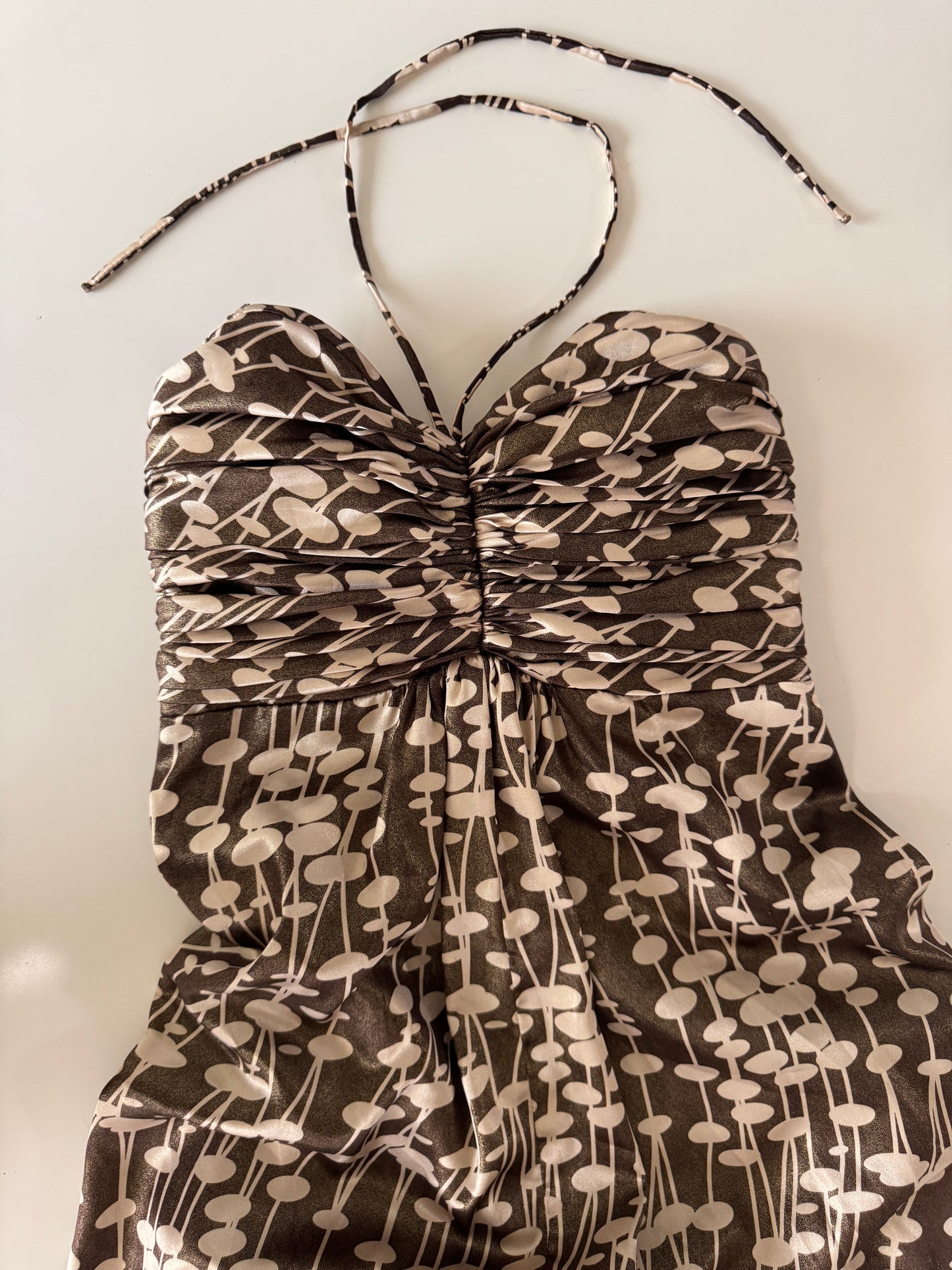 Vestido de fiesta estampado color bronce, Talla 4, S, Mujer, Barbara's