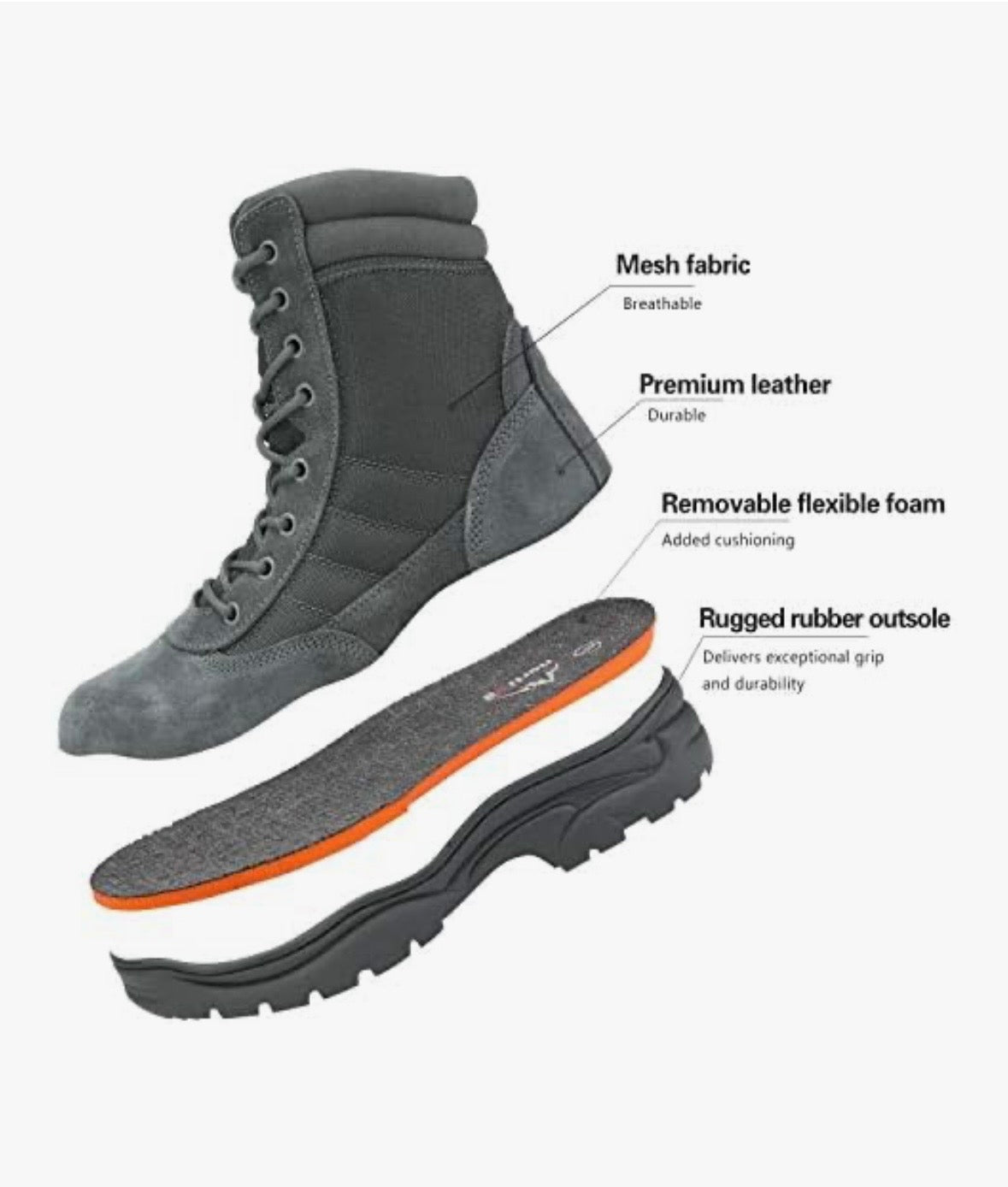 Botas de seguridad grises, Talla 8 Usa, 41 Eur, Hombre, Notri V8