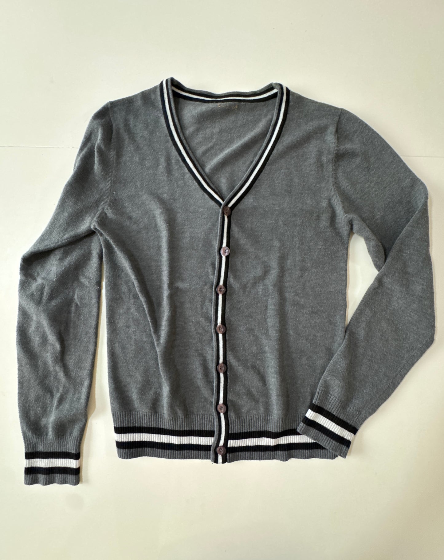 Cardigan gris vintage, Talla XS, Hombre