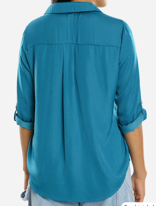 Blusa camisera turquesa, Talla M, Mujer