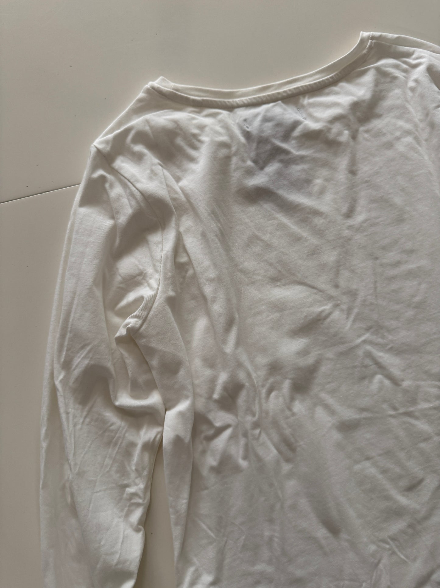 Playera manga larga blanca, Talla L, Mujer, C&A