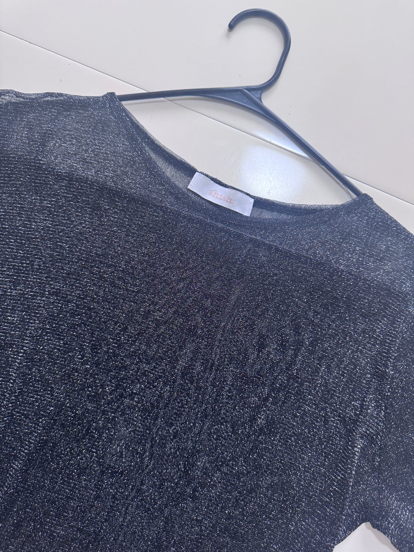 Blusa de mesh metalica, Talla M, Mujer, Shasa