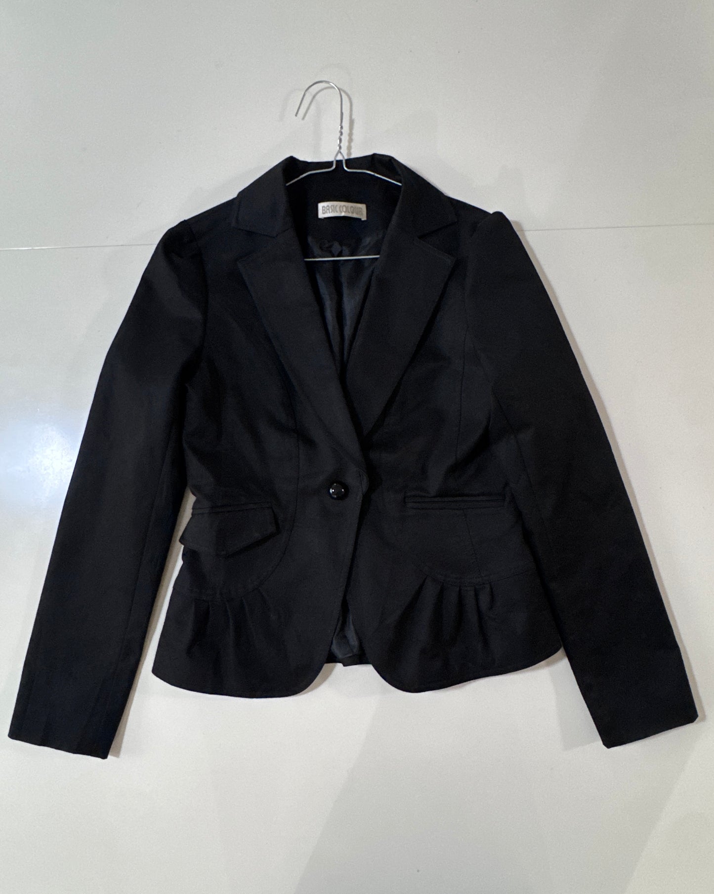 Blazer negro satinado, Talla Xs, Mujer, Basic Colour