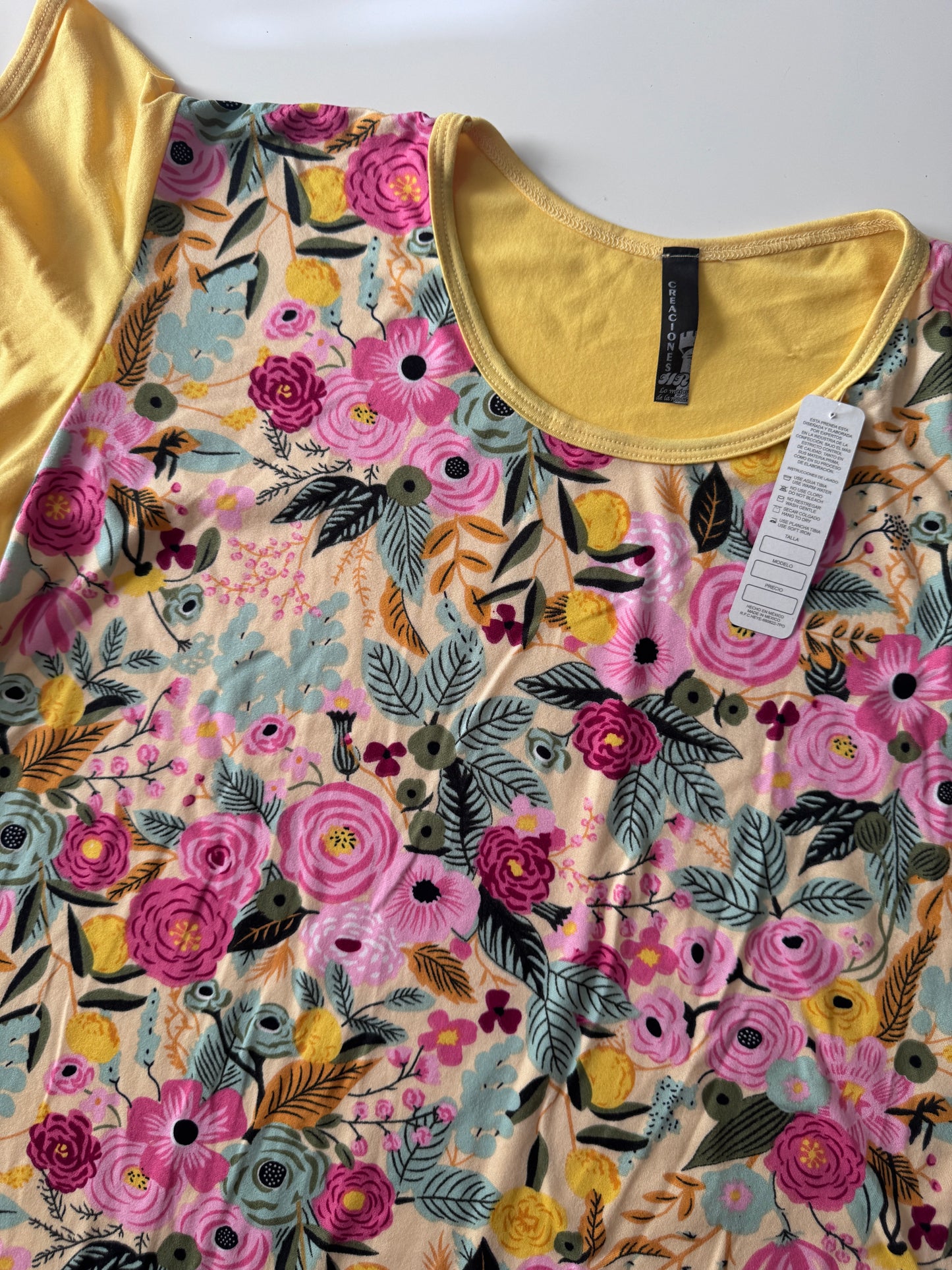 Playera estampada amarilla, Talla M/L, Mujer, Creaciones HR