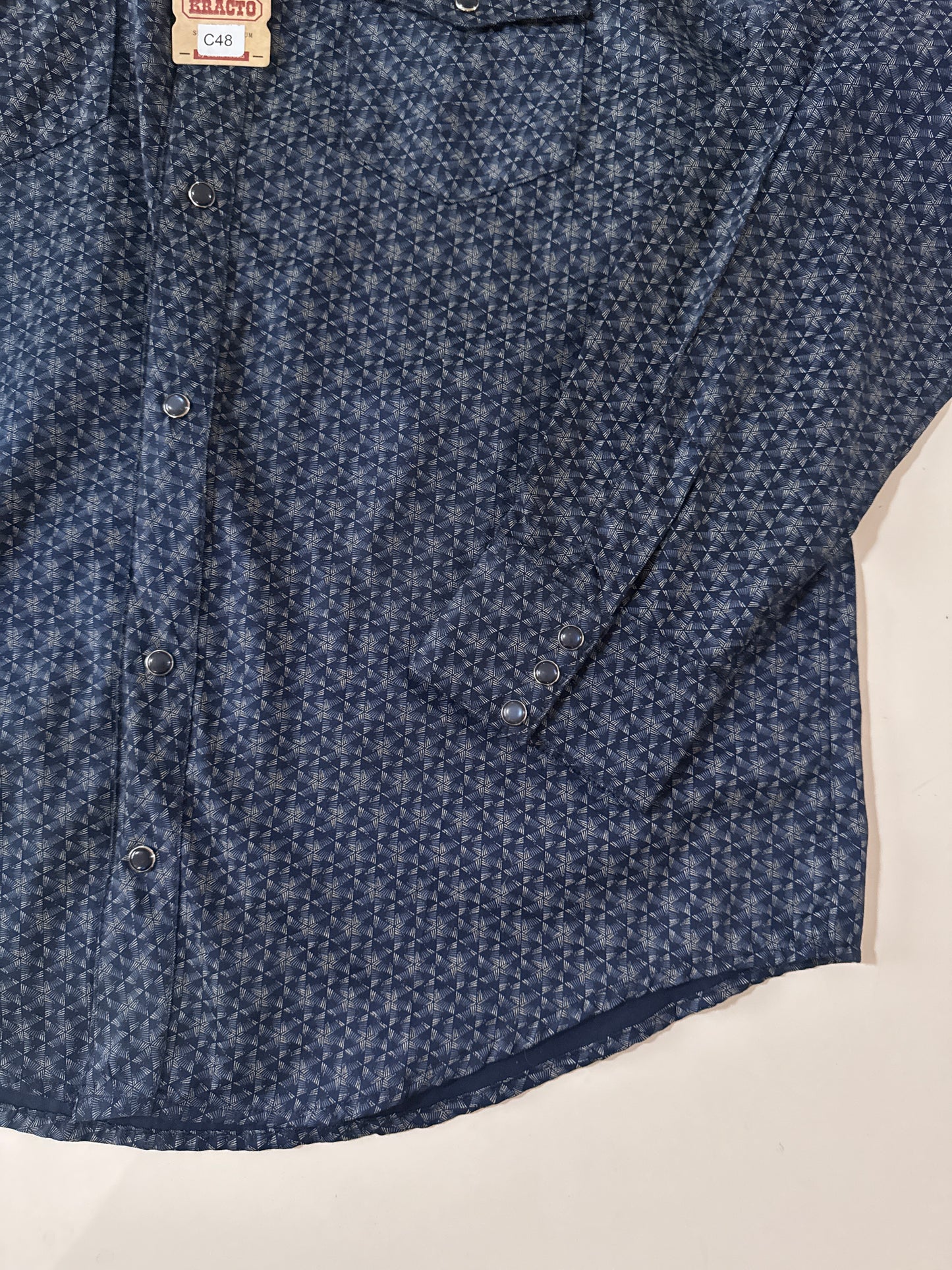 Camisa estampada rombos azul, Talla L, 42, Hombre, Kracto