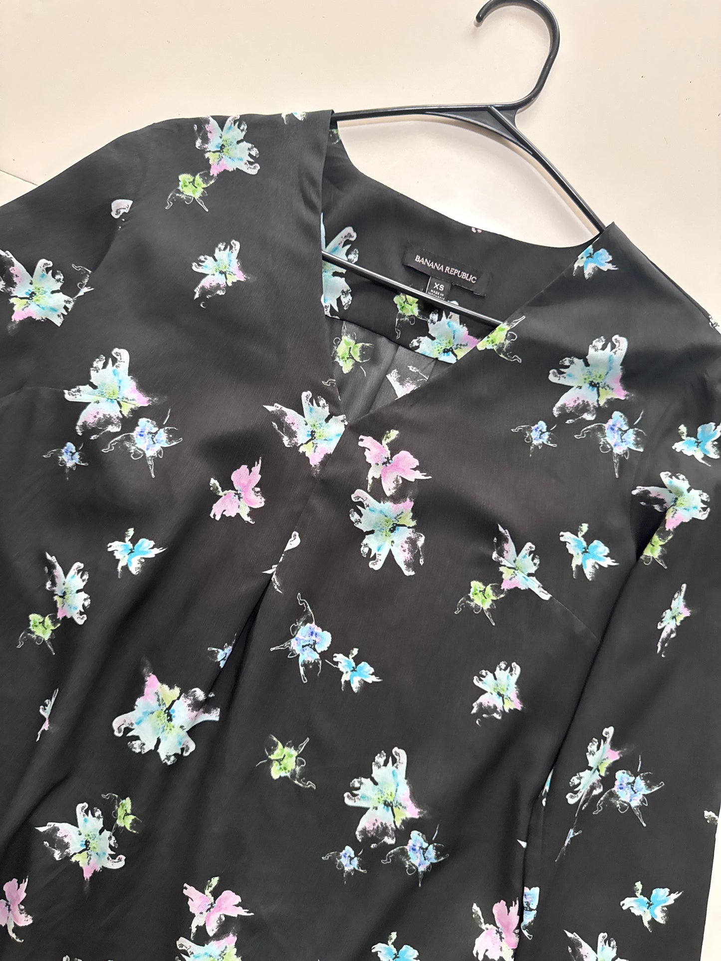 Blusa azul estampada, Talla Xs, Mujer, Banana Republic