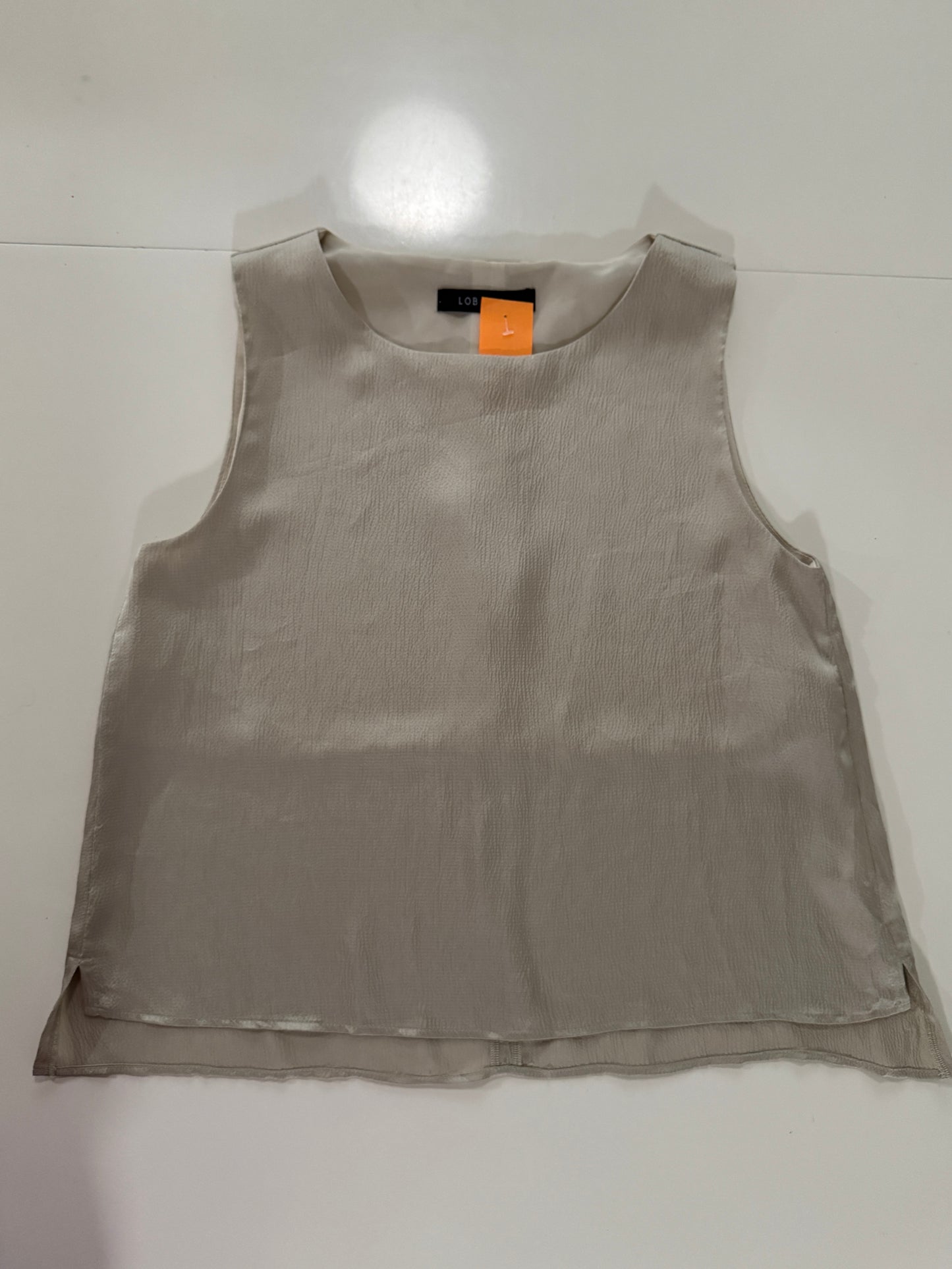 Blusa sin mangas beige satinada, Talla xl, Mujer, Lob