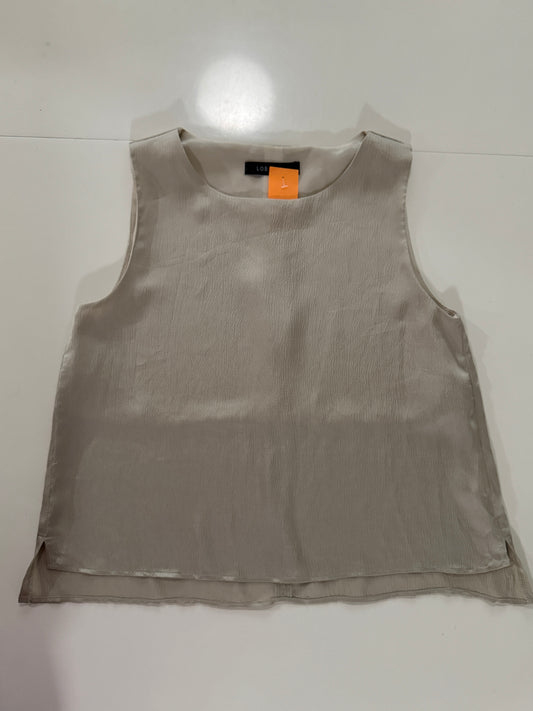 Blusa sin mangas beige satinada, Talla xl, Mujer, Lob