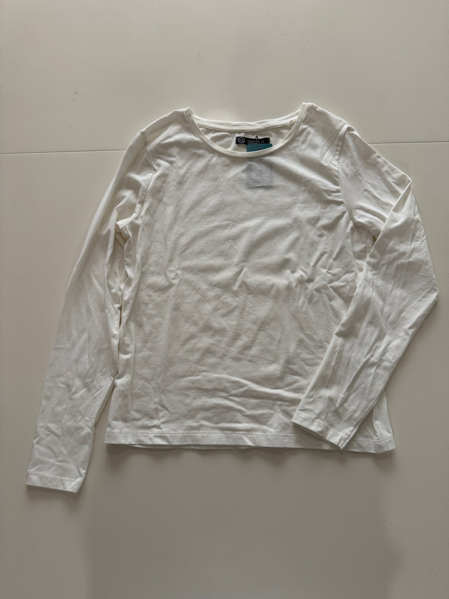 Playera manga larga blanca, Talla L, Mujer, C&A