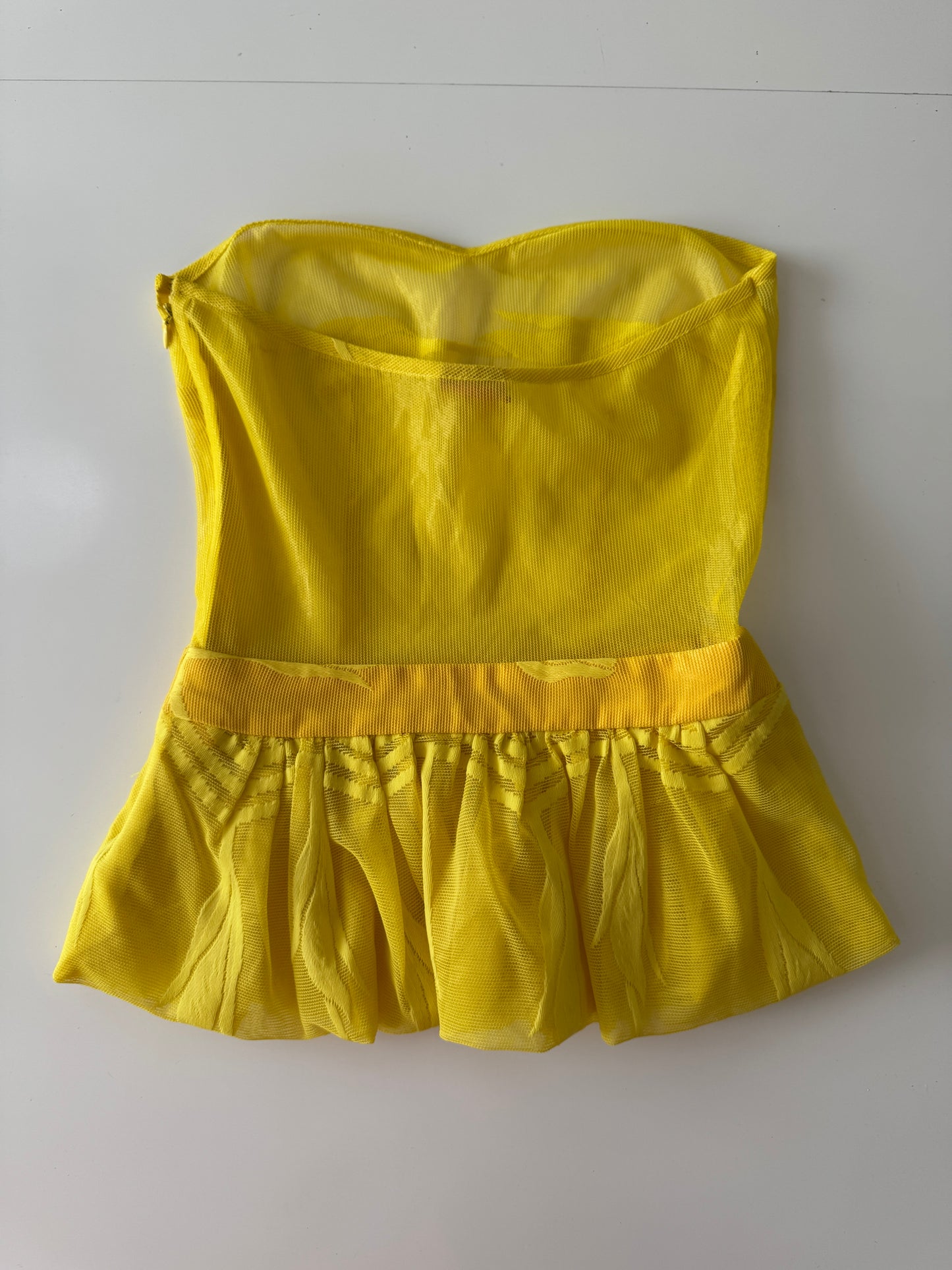 Top amarillo de mesh, Talla S, Mujer, Denisse Duran