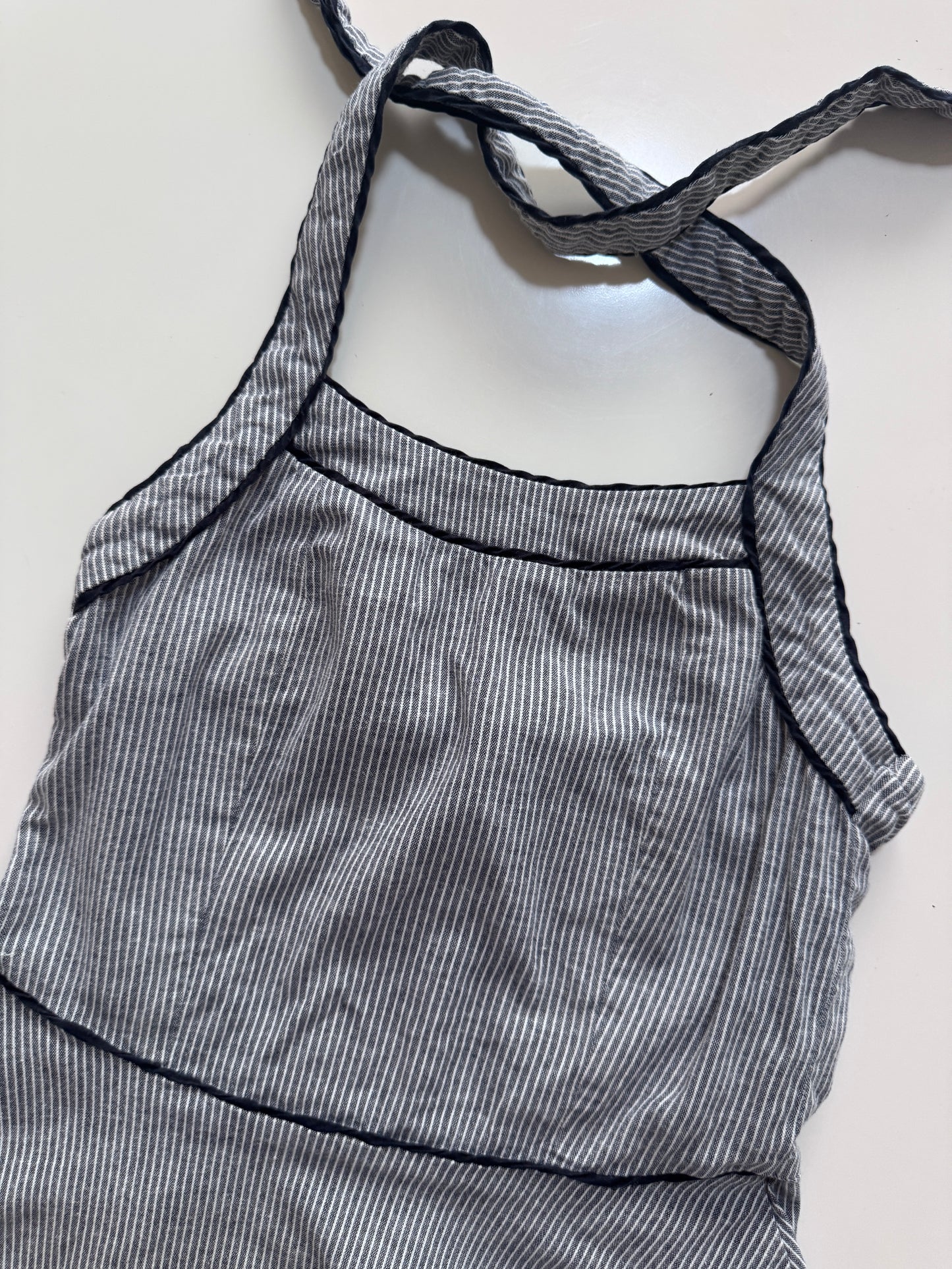 Blusa halter de rayas gris, Talla M (8-10 años), Niña, 2-hip