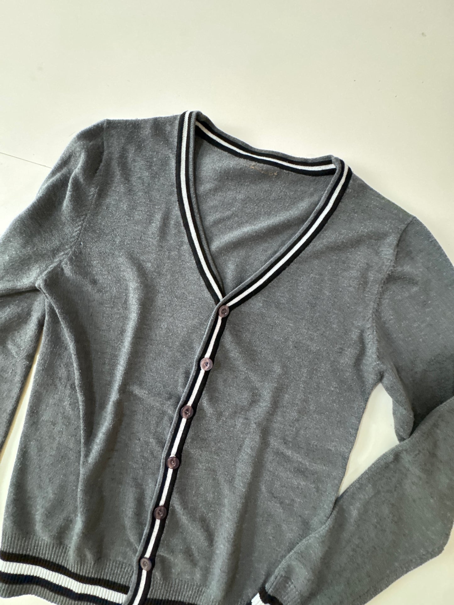 Cardigan gris vintage, Talla XS, Hombre