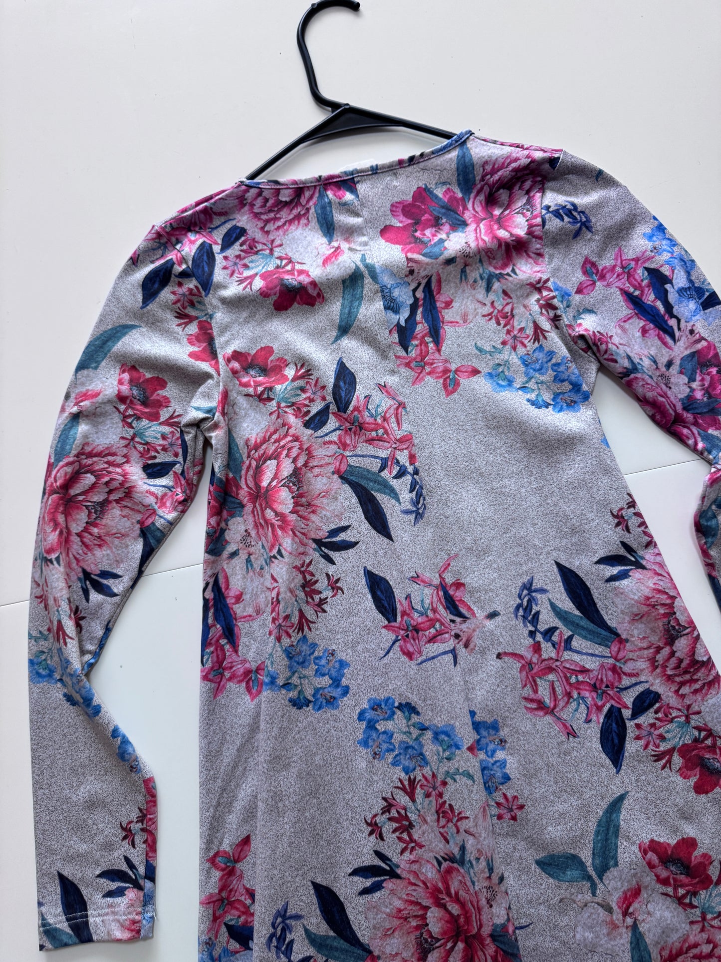 Vestido gris estampado flores, Talla S, Mujer, Cklass