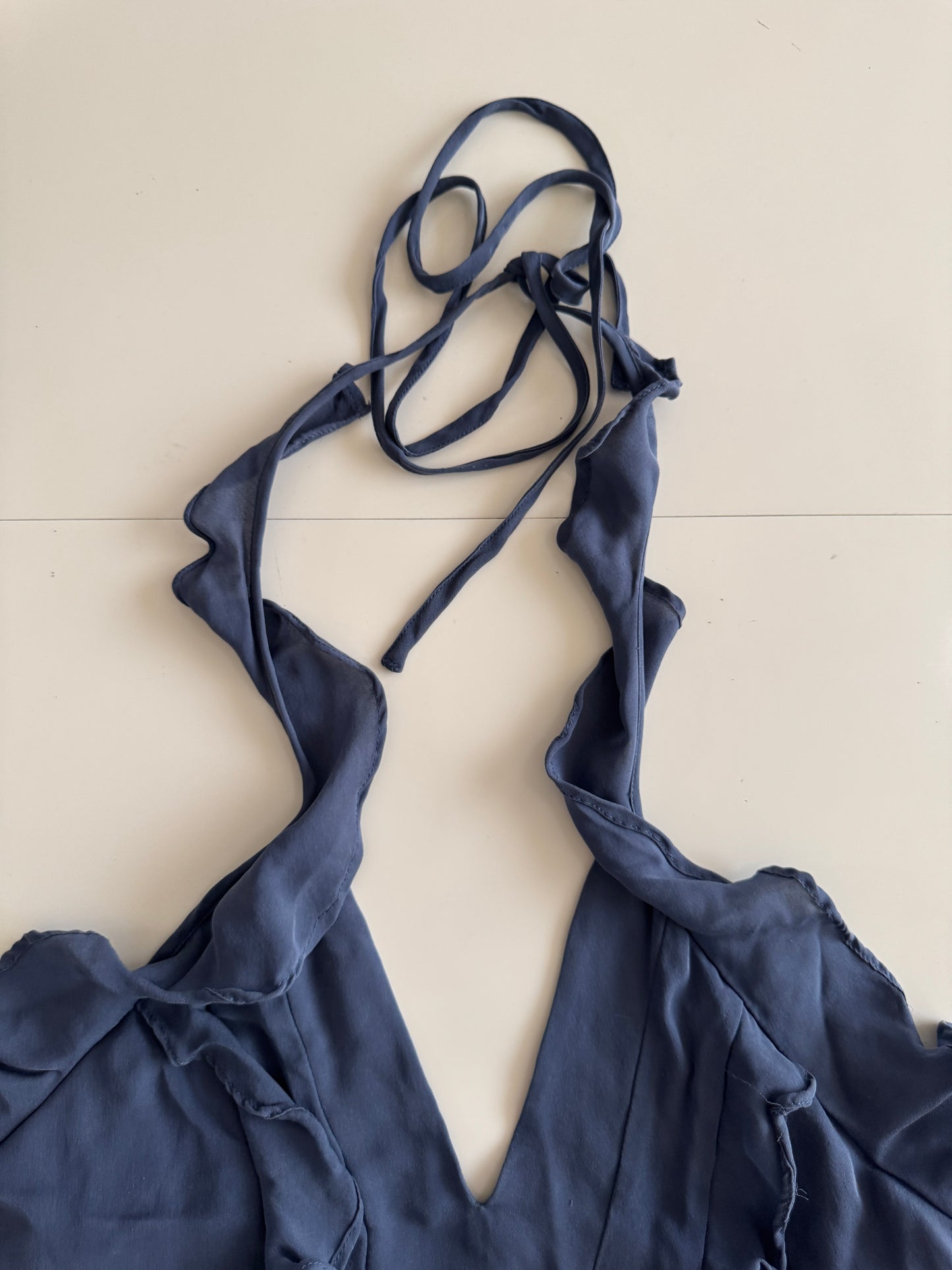Top azul con escarolas, Talla XS, Mujer, L'Agence
