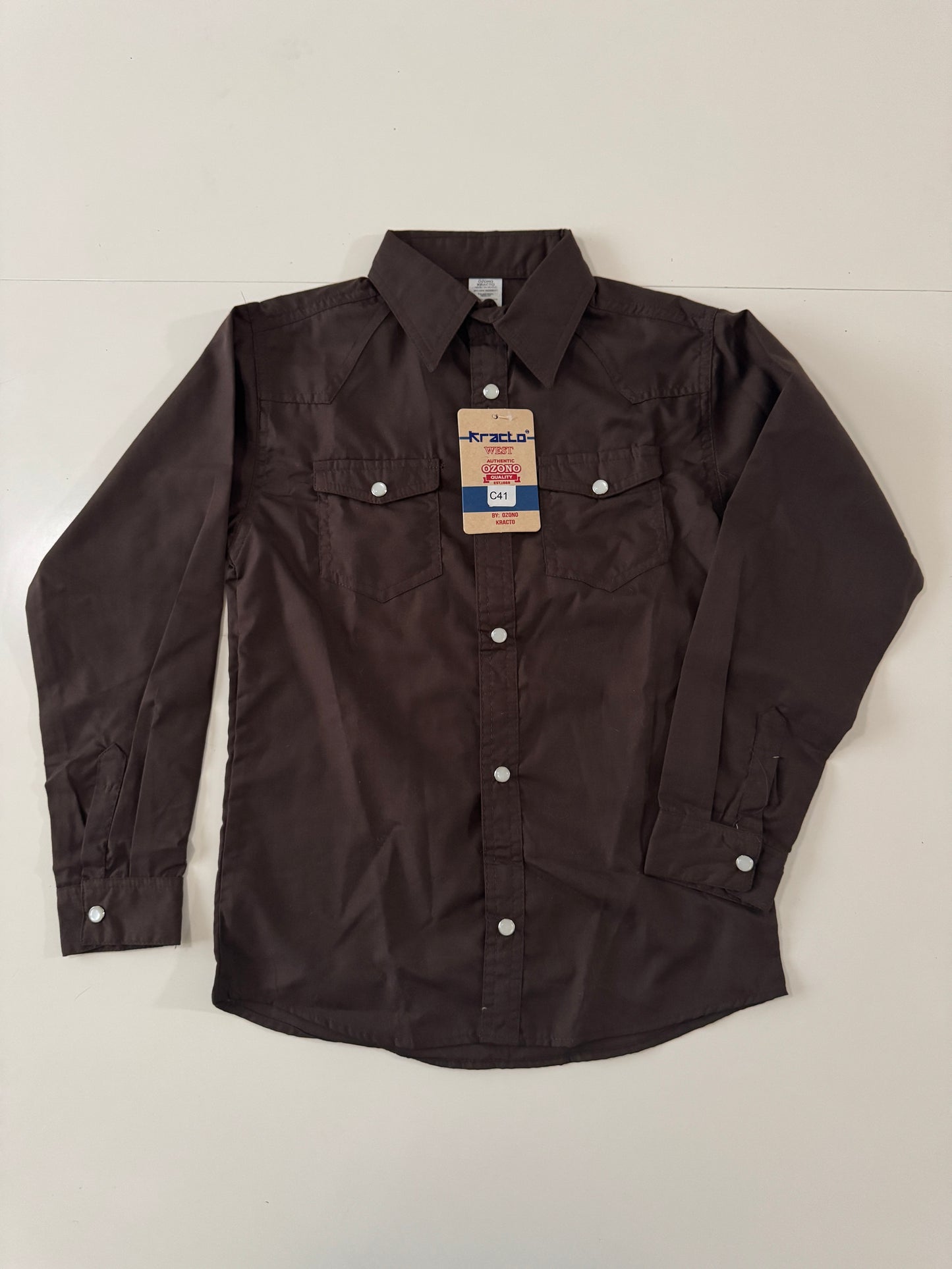 Camisa vaquera cafe, Talla 12 años, Kracto, Niño