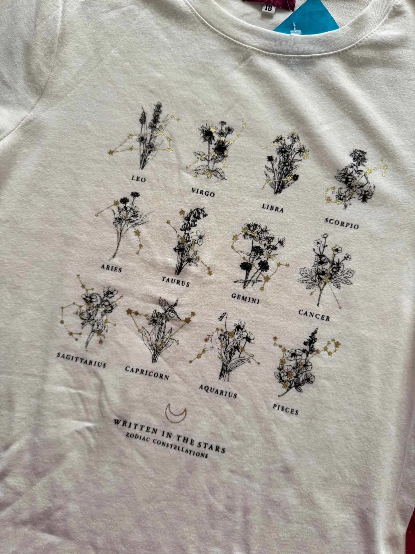Playera blanca zodíaco, Talla S/m Mujer, 18 Teen, Redsky