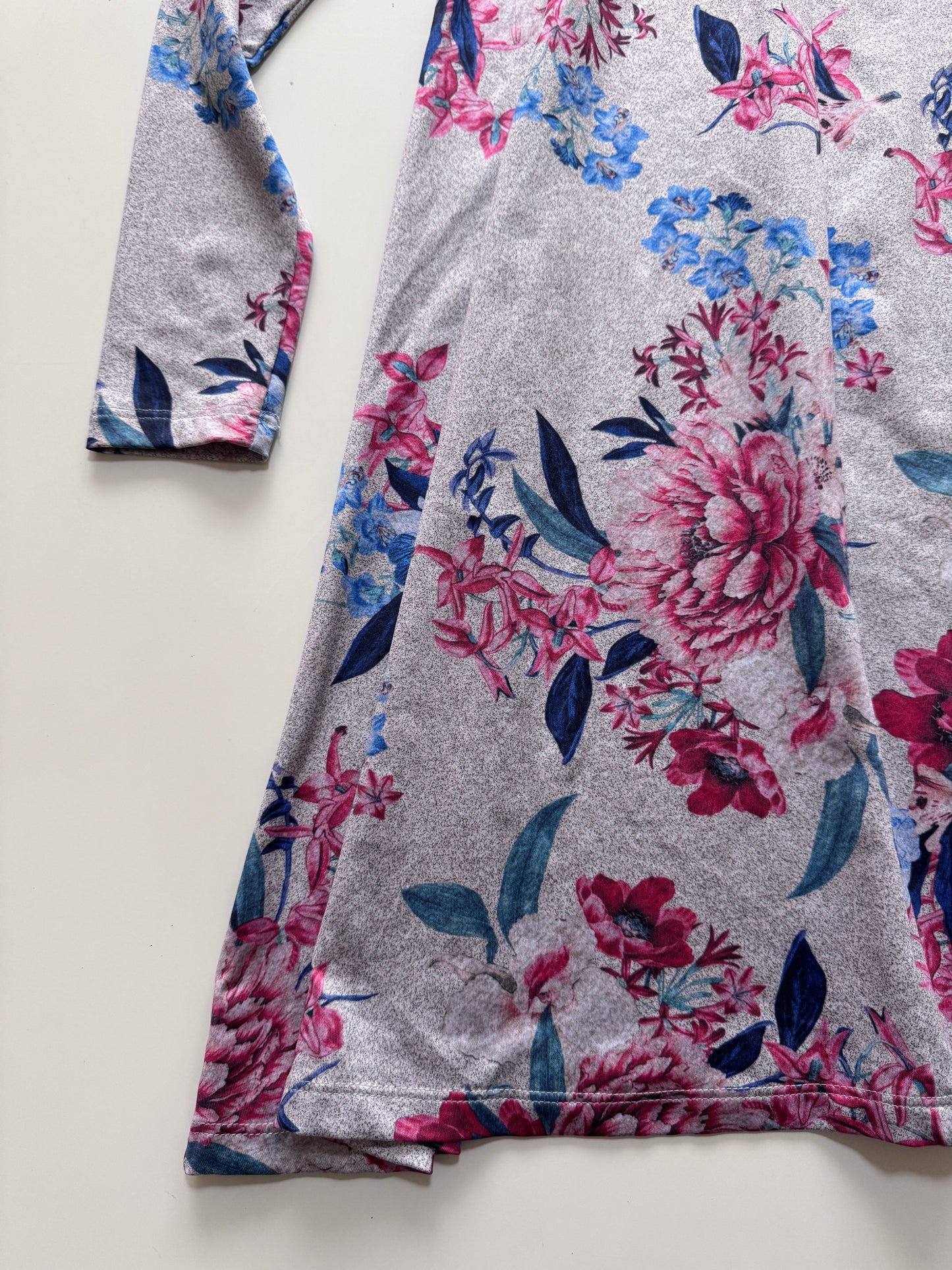 Vestido gris estampado flores, Talla S, Mujer, Cklass
