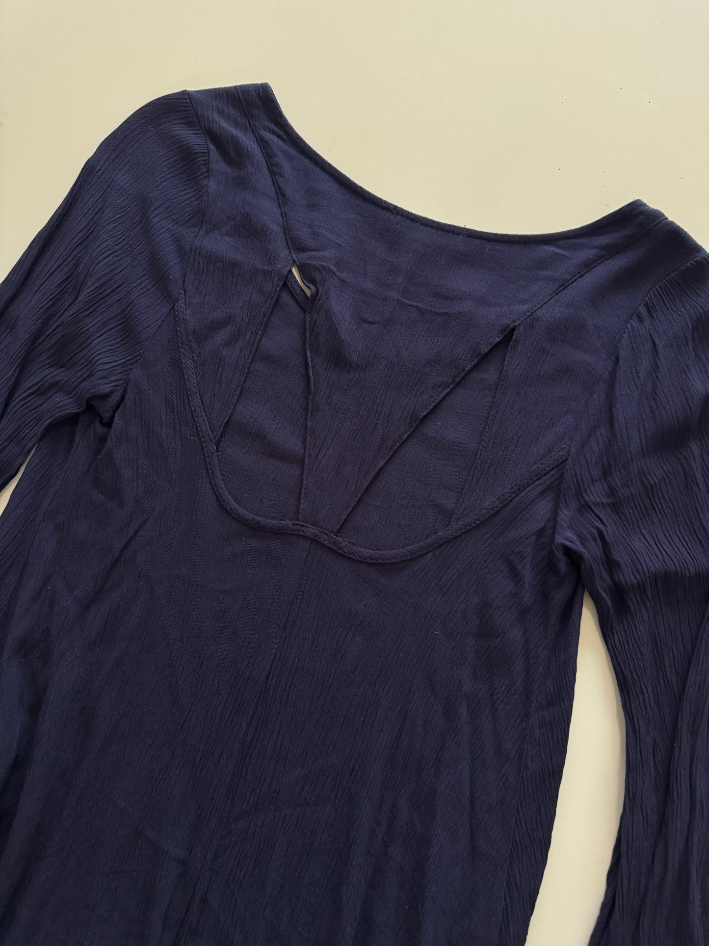 Blusa azul, manga larga, Talla S, Mujer, Iris