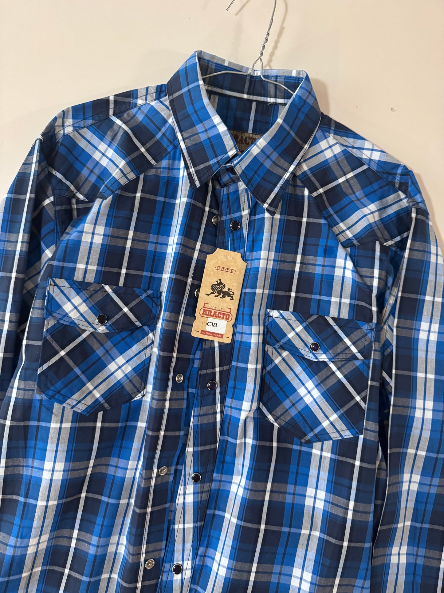 Camisa vaquera manga larga azul, Talla 42, xl, Hombre, Kracto