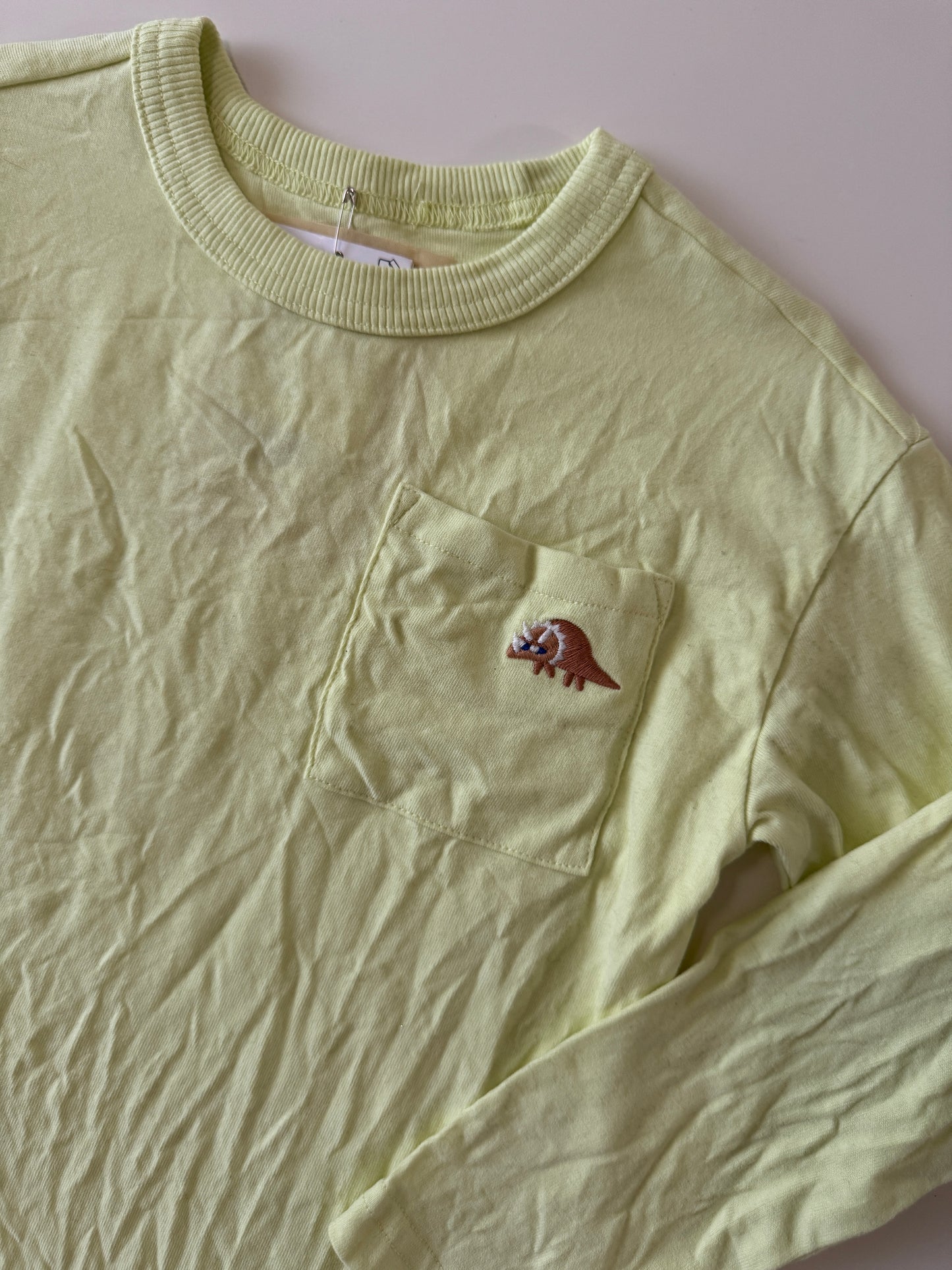 Playera verde limon, manga larga, Talla 4-6 años, Niño