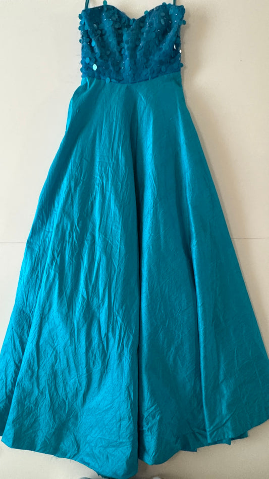 Vestido de gala turquesa, Talla 4, S, Mujer