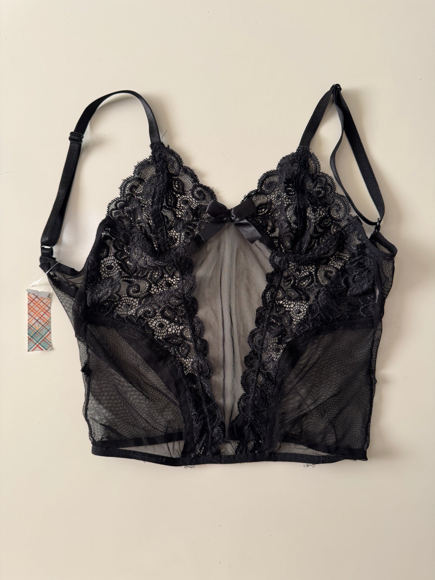 Bustier de encaje negro, Talla M, Mujer