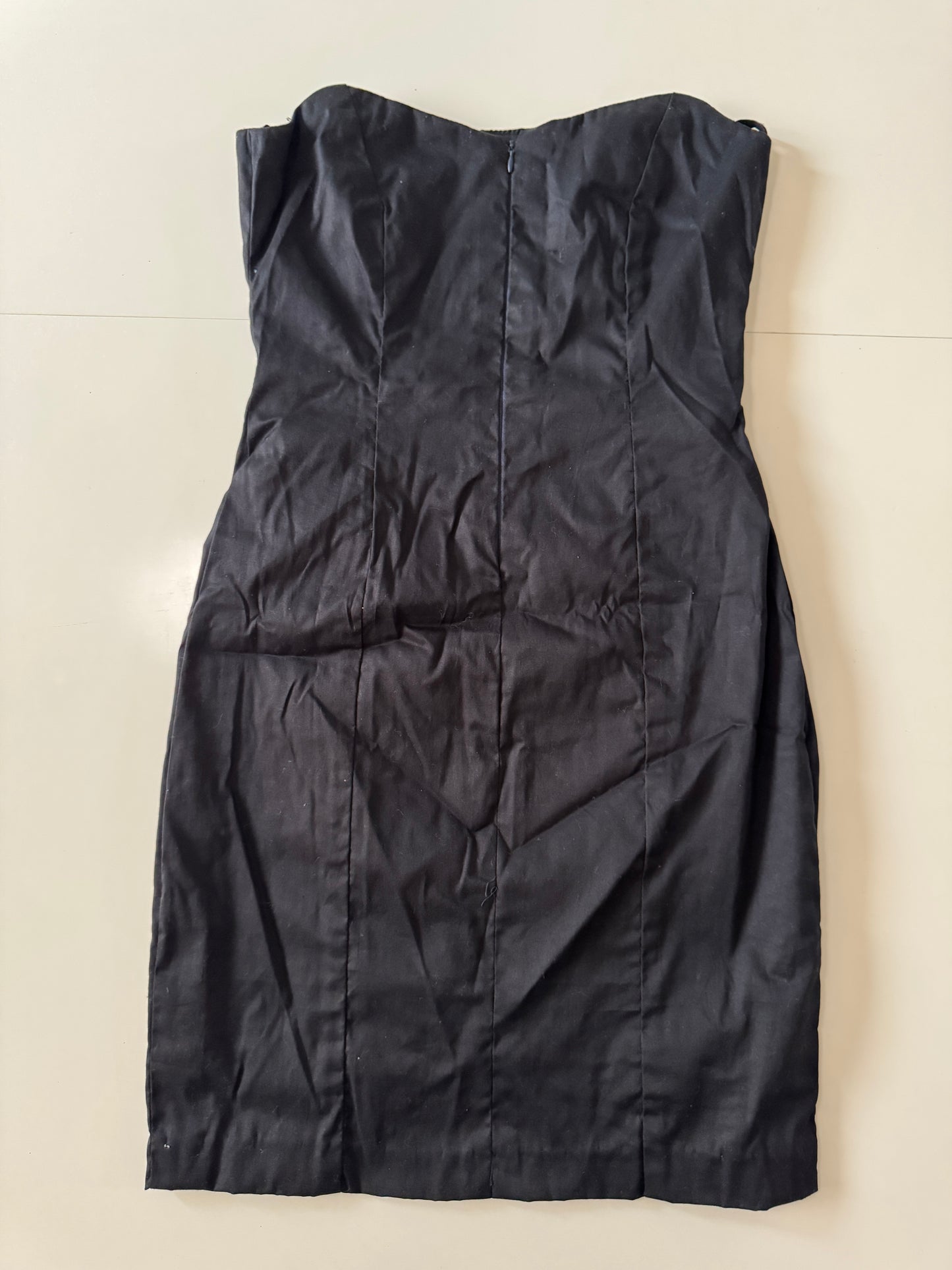 Vestido strapless negro, Talla S, Mujer