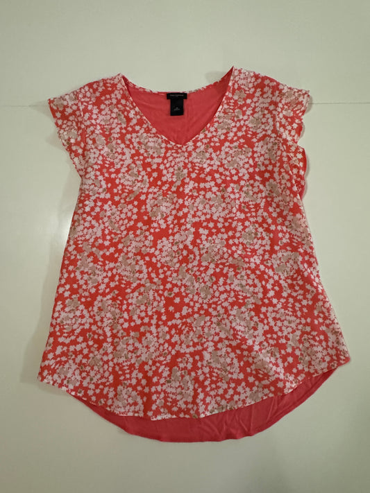 Blusa flores estampada, espalda de jersey, Talla M, Mujer