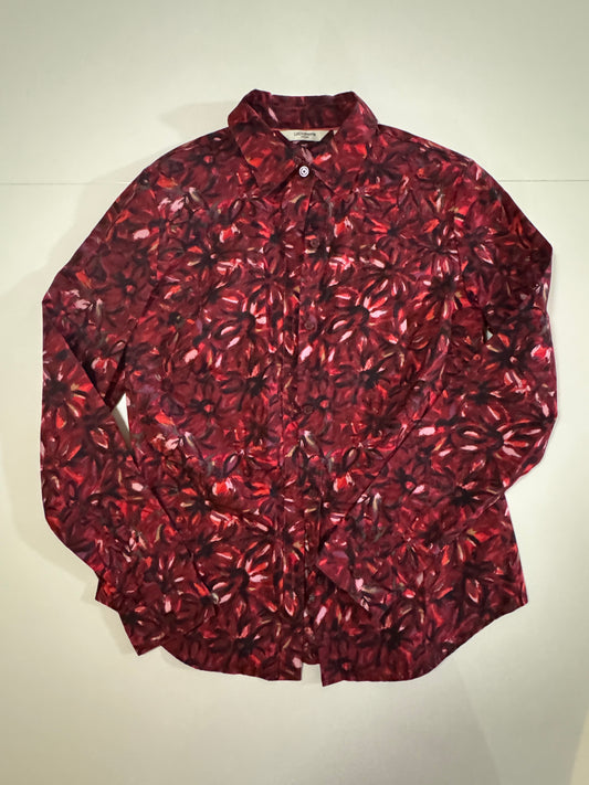 Camisa roja estampada de flores, Talla 6, S-M(reducido), Mujer