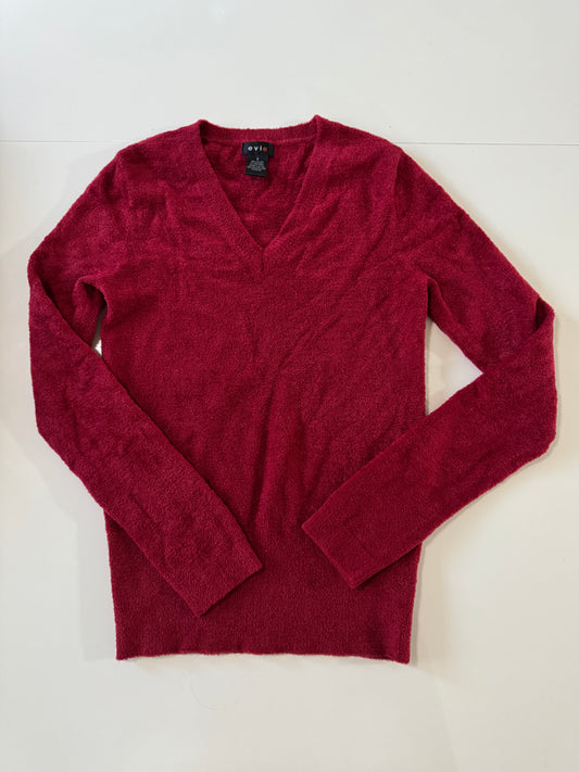 Sweater rojo de felpa, Talla S, Mujer