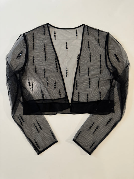 Bolero negro de tul bordado, Talla S/M, Mujer