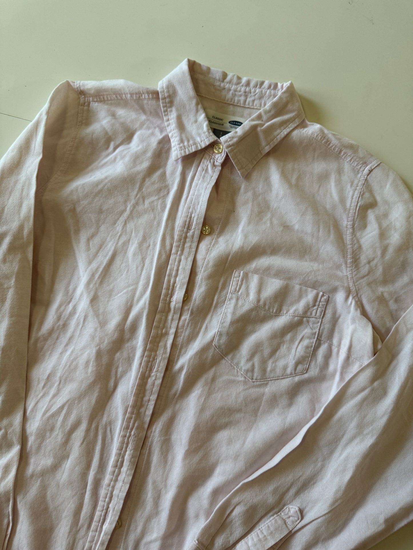 Camisa rosa palido, manga larga, Talla S, Mujer, Old Navy, Classic