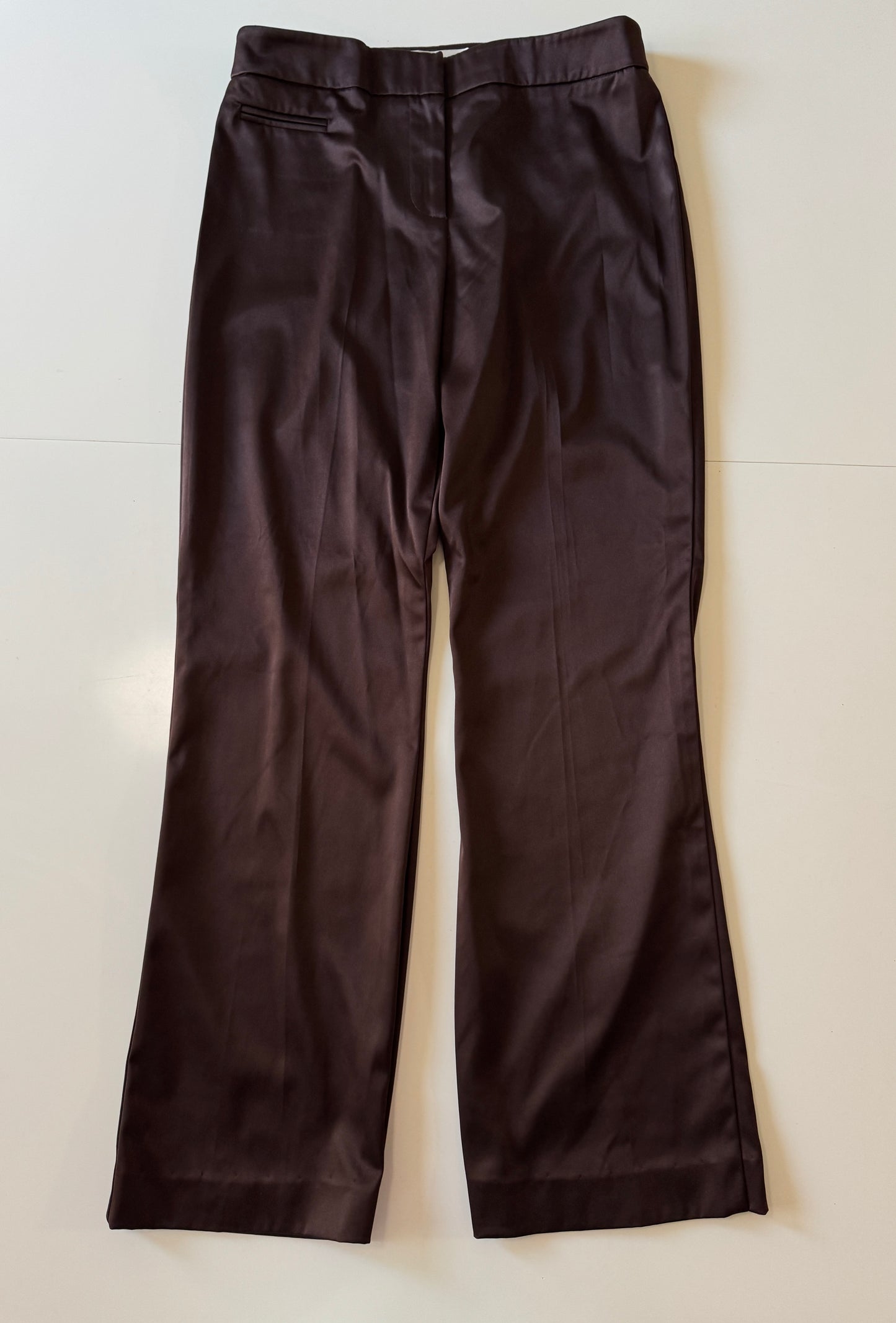 Pantalones satinados cafes, Talla 14Usa, 44 France, Mujer, Victor Costa