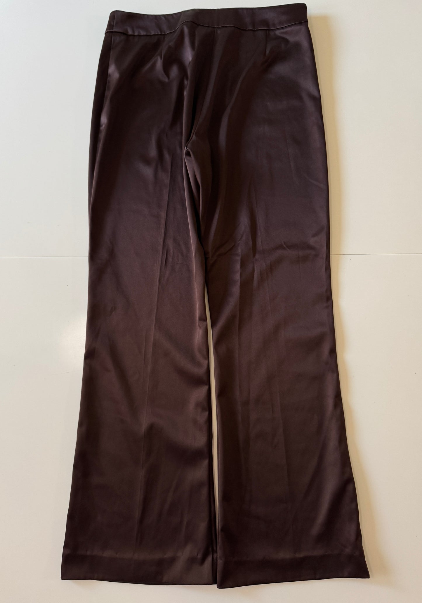 Pantalones satinados cafes, Talla 14Usa, 44 France, Mujer, Victor Costa