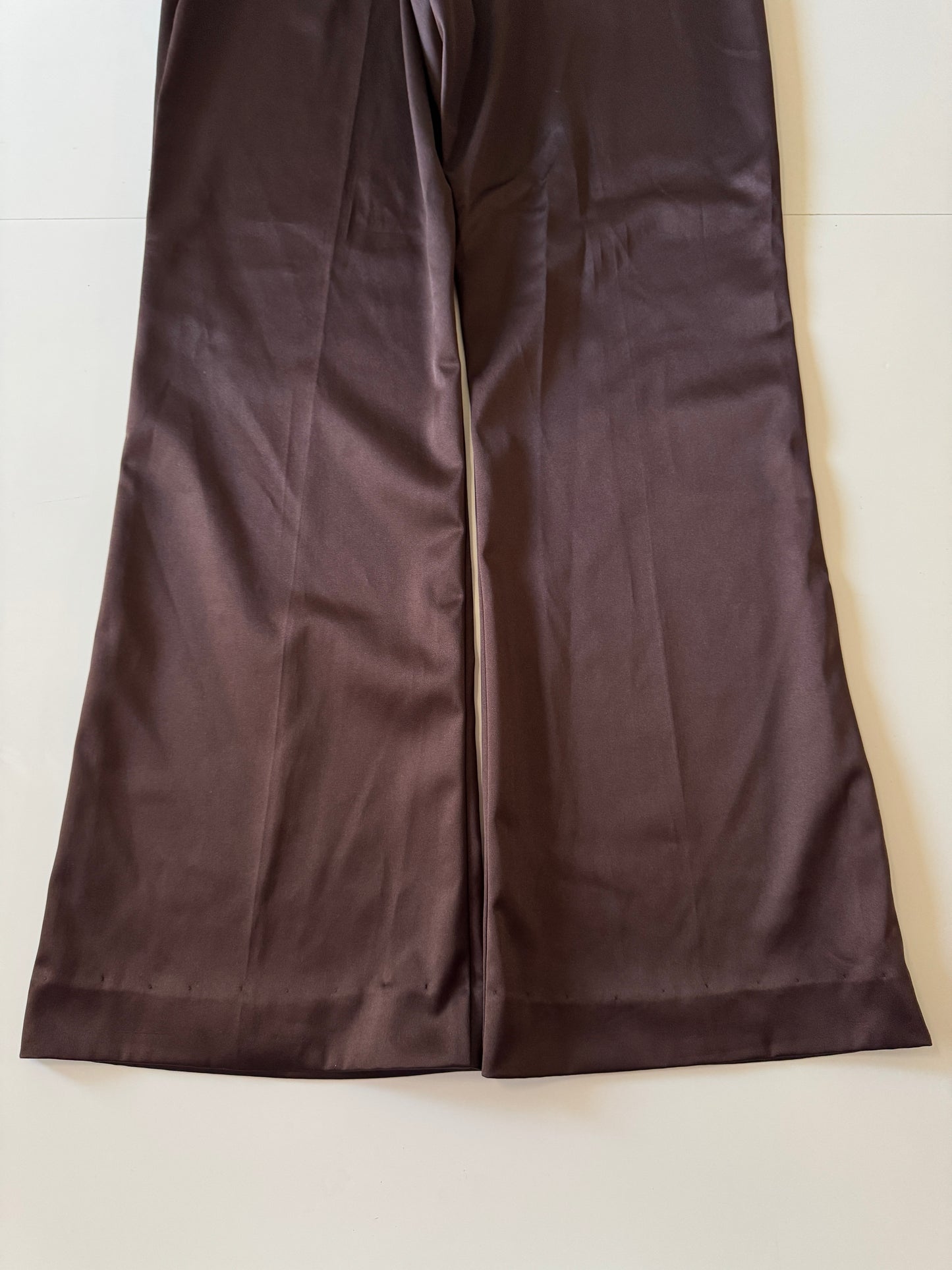 Pantalones satinados cafes, Talla 14Usa, 44 France, Mujer, Victor Costa