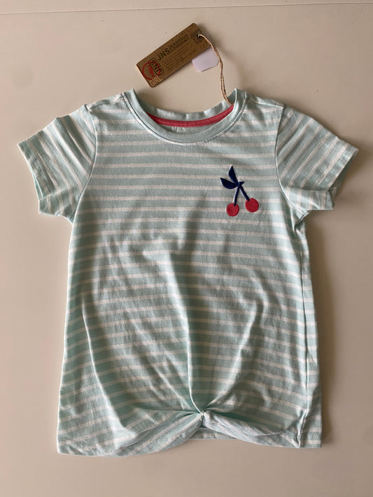 Playera de rayas con cereza bordada, Talla 5-6 años, Niña