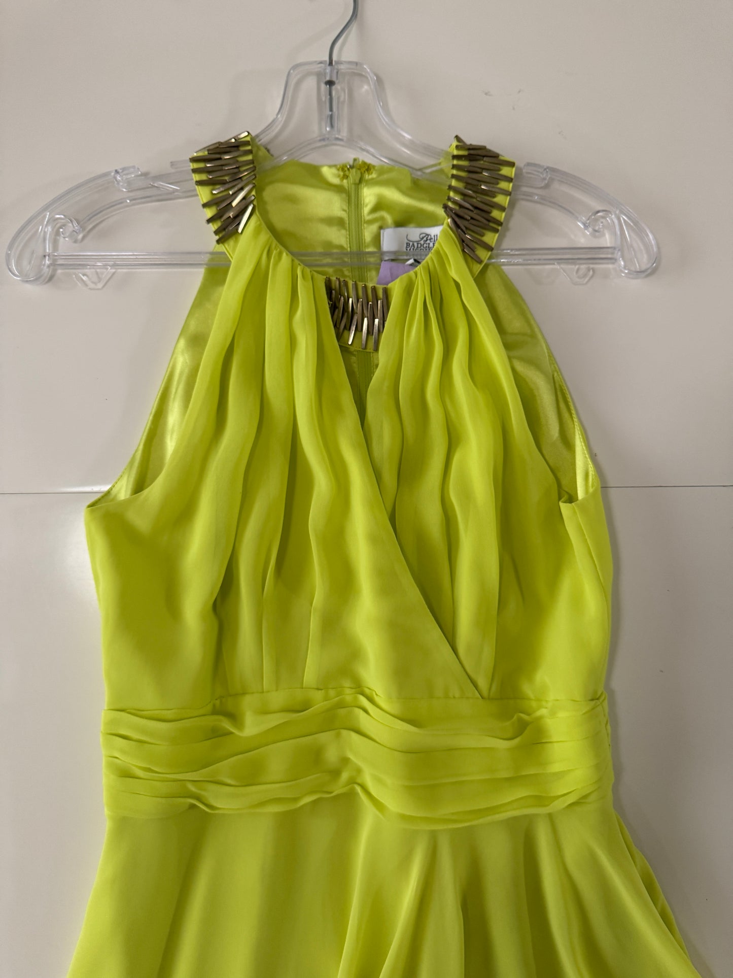 Vestido de fiesta amarillo limon, Talla 2, Xs, Mujer, Belle Badgley Mischka