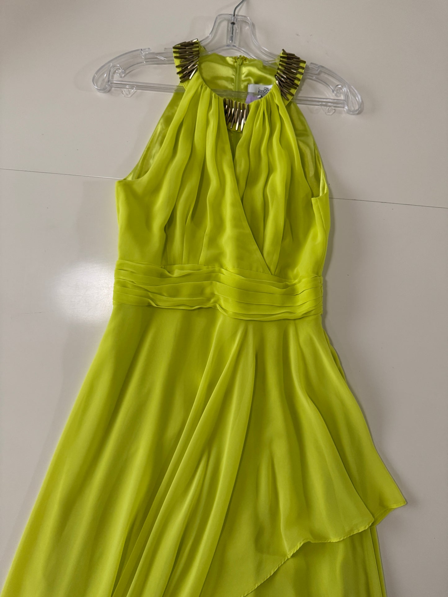 Vestido de fiesta amarillo limon, Talla 2, Xs, Mujer, Belle Badgley Mischka