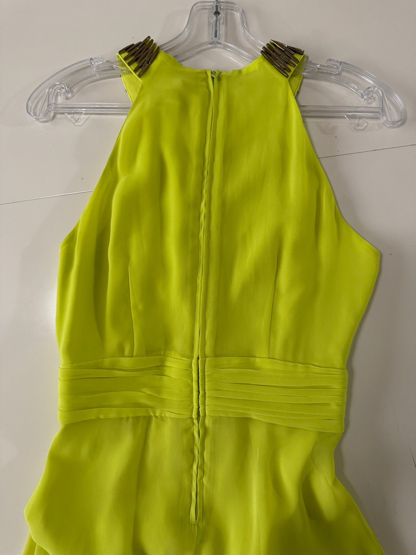 Vestido de fiesta amarillo limon, Talla 2, Xs, Mujer, Belle Badgley Mischka