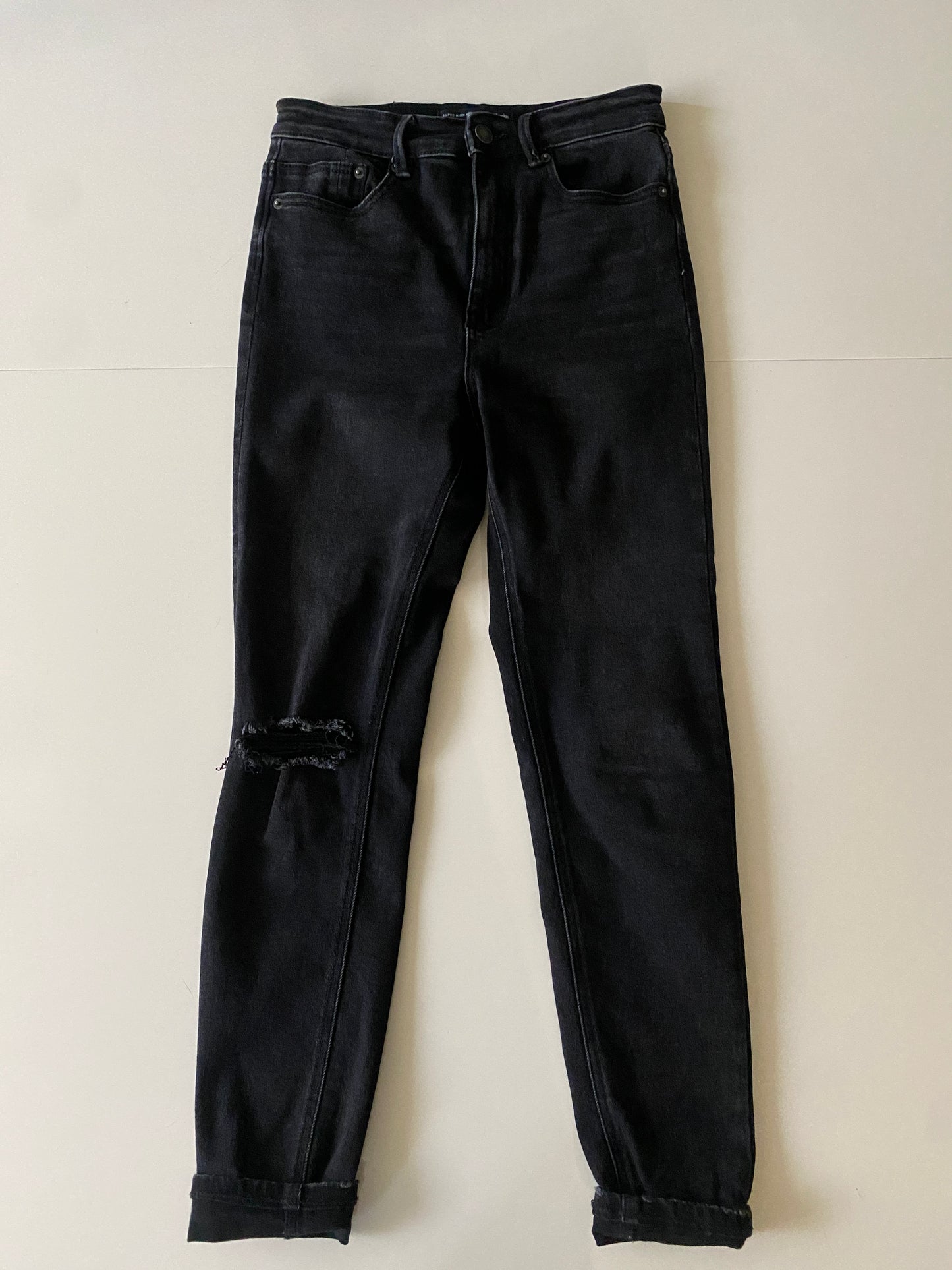 Jeans corte alto, pierna ajustada, Talla 28Mx, 6Usa, Mujer