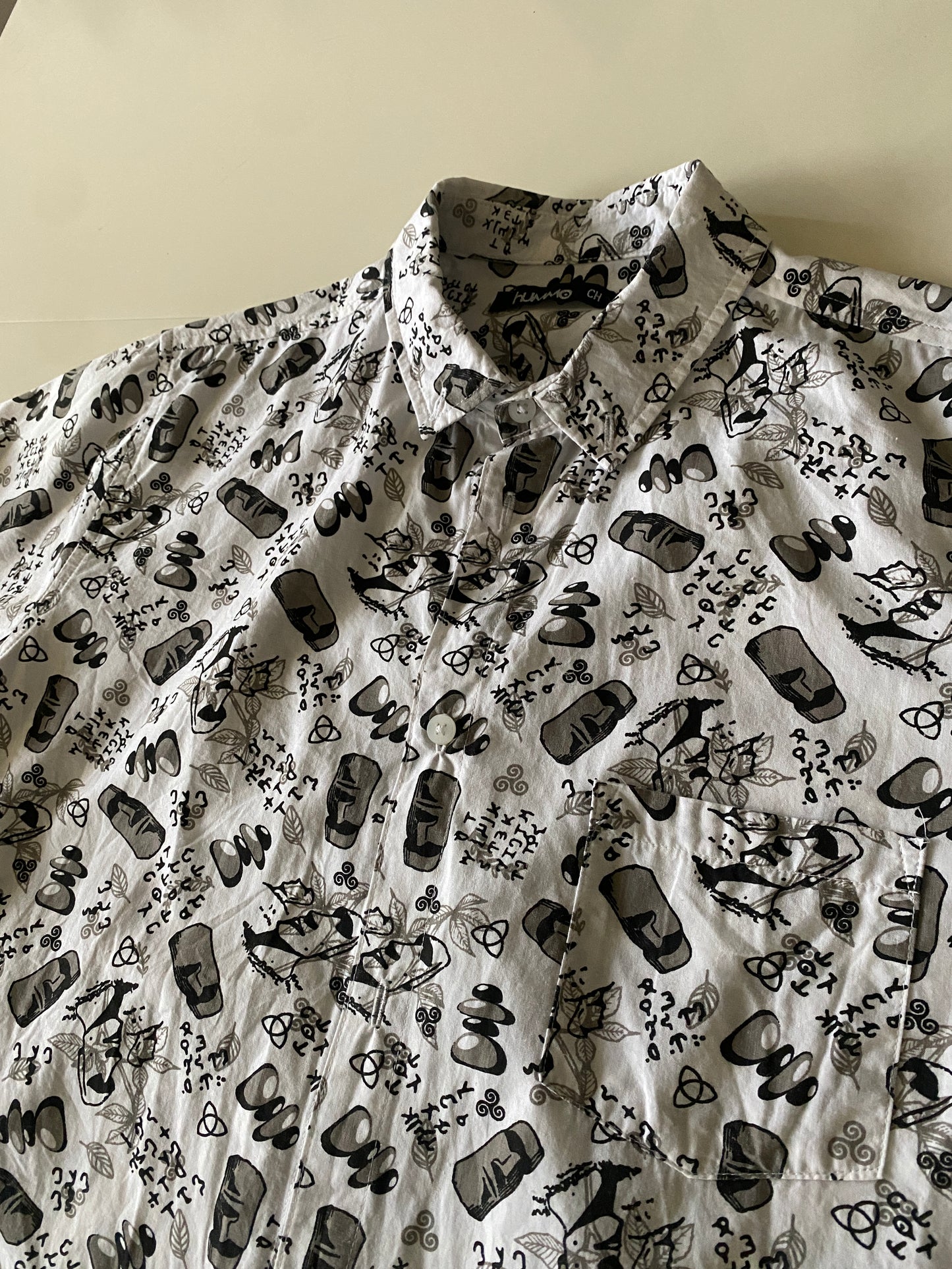 Camisa manga corta estampada, Talla S, Hombre