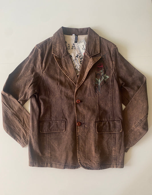 Blazer vaquero de mezclilla, Talla L, Hombre