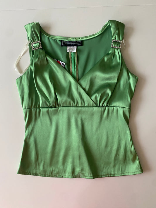 Blusa verde de saten, Talla 6, M, Mujer