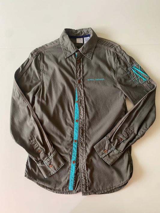 Camisa verde militar, Talla S, Hombre