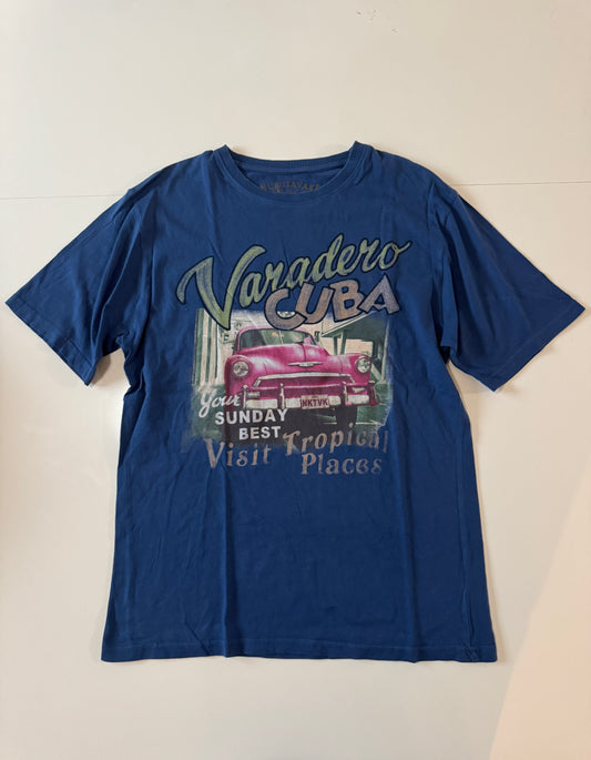 Playera azul con estampado, Talla 18 años, S Hombre, Nukutavak