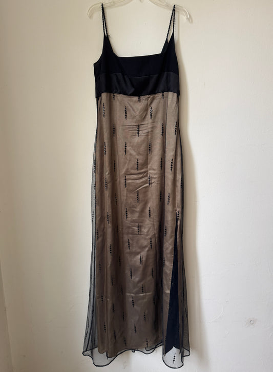 Vestido de fiesta negro con falda de tul, Talla 10 Usa, M, Mujer, After Five by Sully Bonnellly