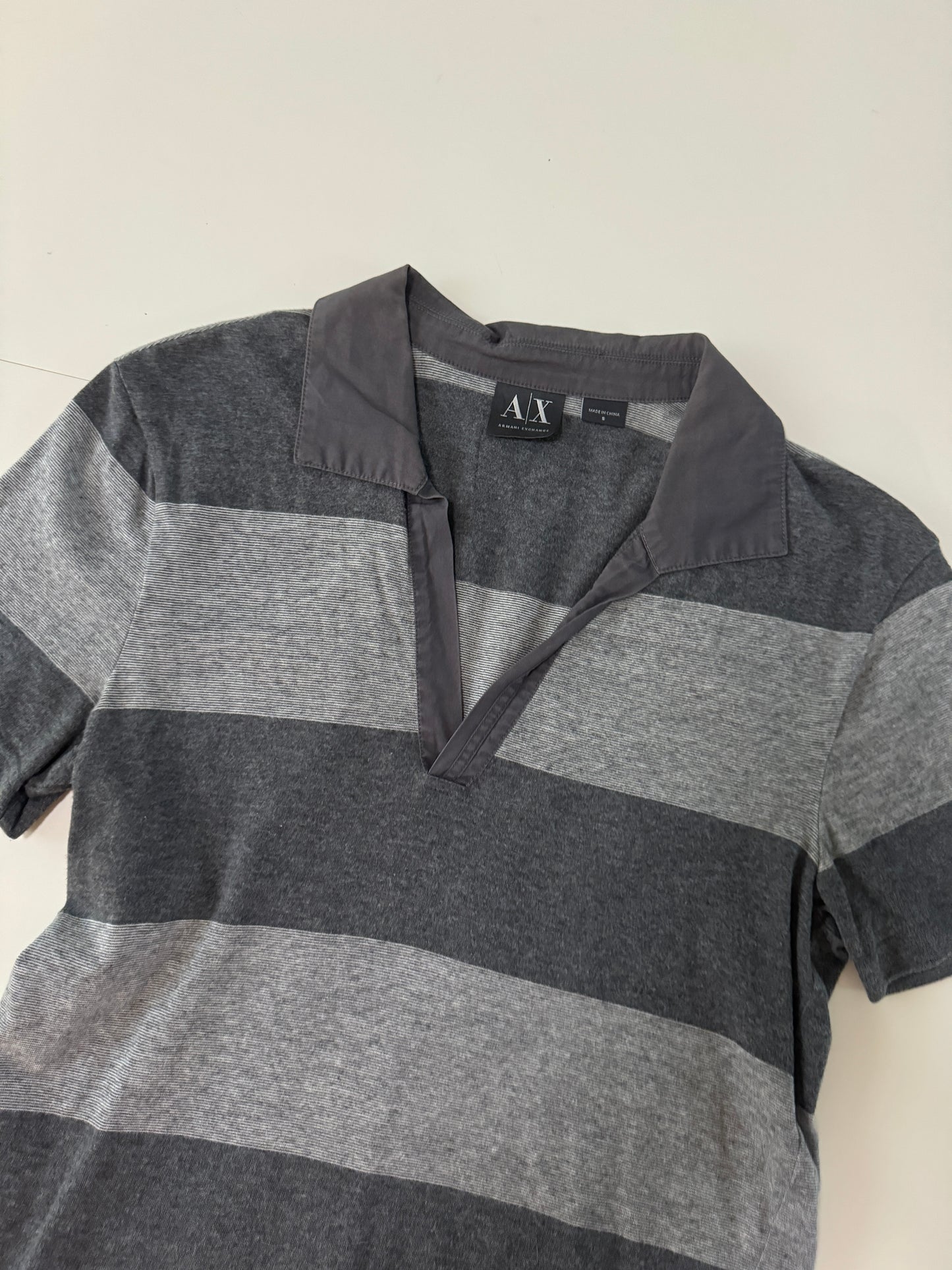 Polo gris de rayas, Talla S, Hombre