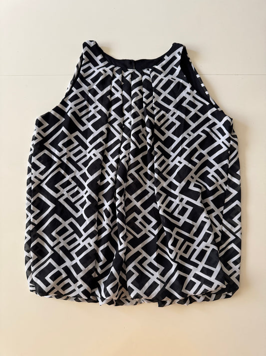 Blusa estampada en blanco y negro, Talla M, Mujer, Lucky Bahama