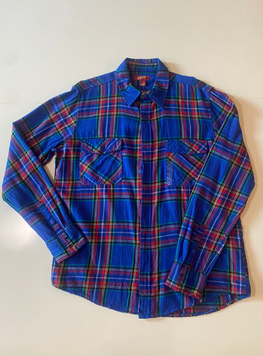 Camisa franela azul, Talla L, Hombre