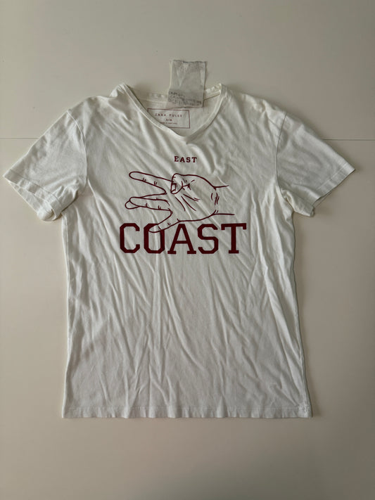 Playera blanca estampada, Talla S, Hombre